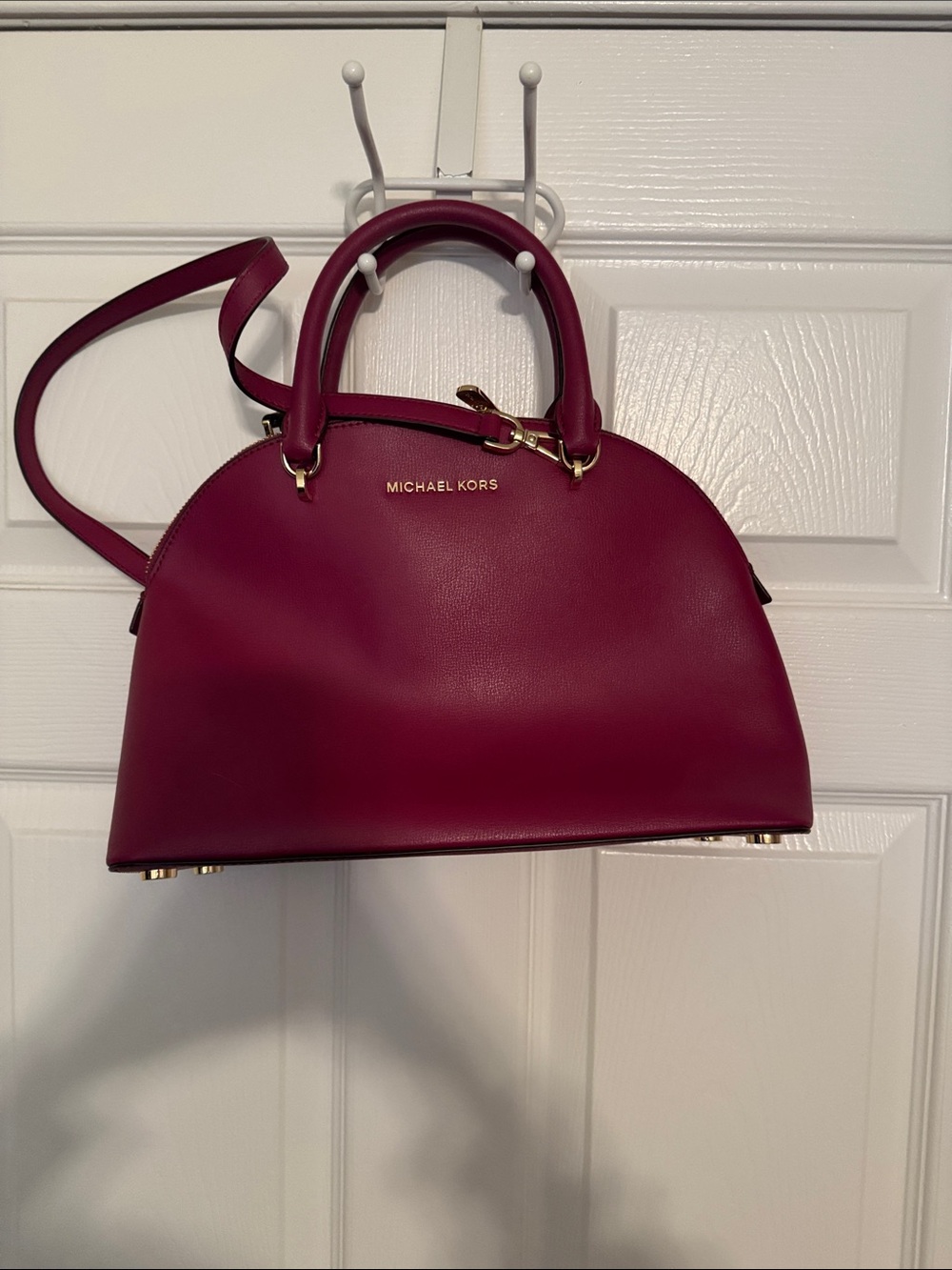 Michael Kors Plum Dome Satchel with Gold Hardware